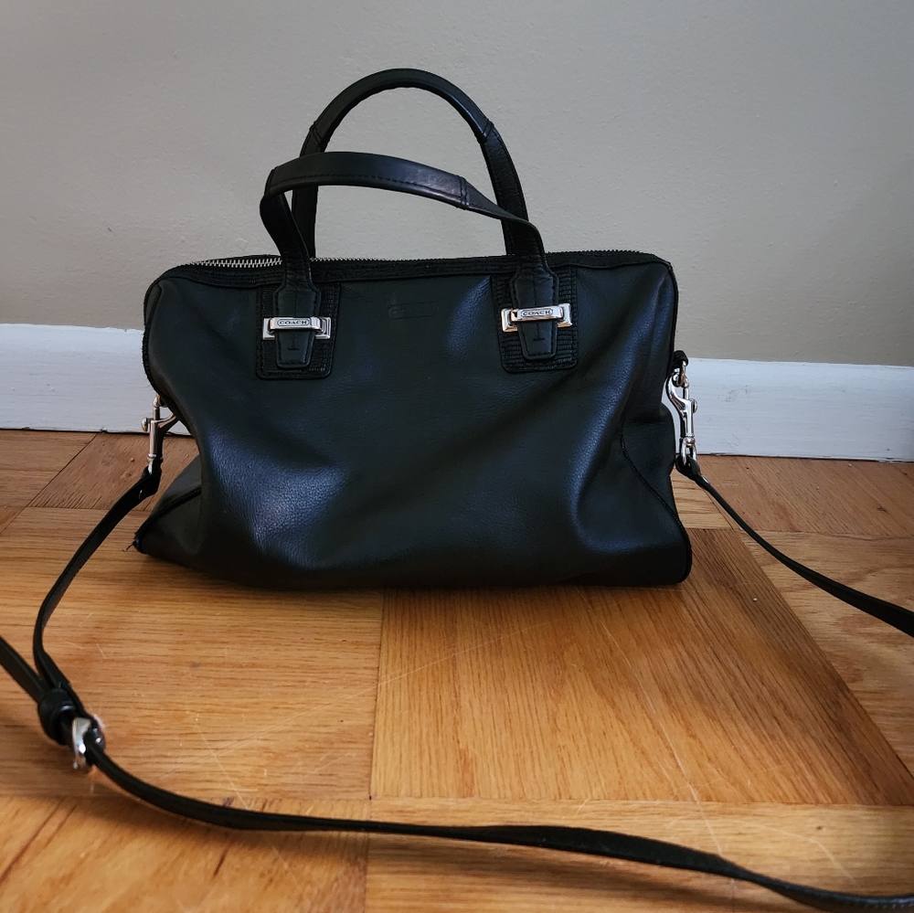 Coach Leather Bag with Silver Accents